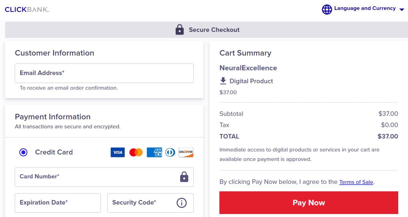 Neural Excellence Checkout Page